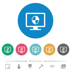 Computer security flat round icons