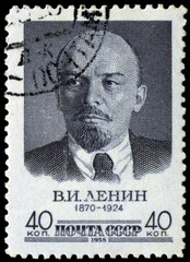 Vintage postage stamp with Lenin