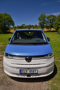 Volkswagen Multivan T7 e-Hybrid. Plug-in hybrid minibus. Front design. 07-17-2022, Prague, Czech Republic.