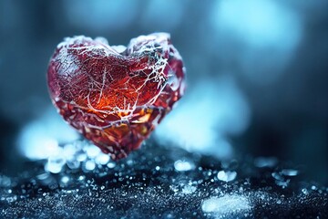 Frozen red heart