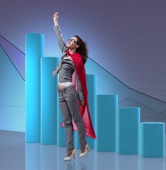 Woman in red cover in business concept