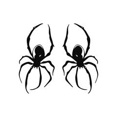 vector silhouette of two black spiders