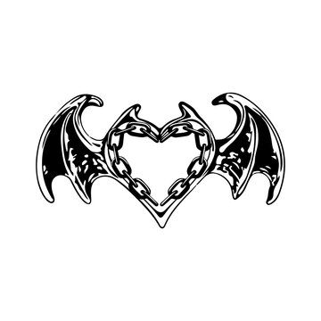 vector symbol heart with wings