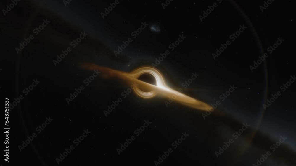 Wall mural cinematic animation of supermassive black hole. camera moves through a black hole or wormhole into a