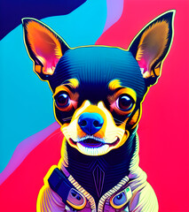 Bright illustration of a dog. Dog portrait. Chihuahua