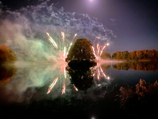 A view of a Fireworks display at Alderford :ake