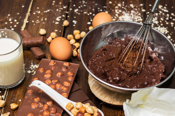 Ingredients for cooking chocolate pastry