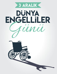 Fototapeta na wymiar 3 aralik dunya engelliler gunu. Translation: 3 december world disability day, vector disabled logo 