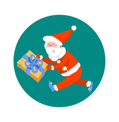 Santa sticker illustration. Santa with gift - 543758314