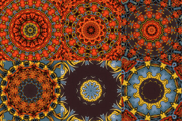 Set of abstract kaleidoscope background. Beautiful kaleidoscope seamless pattern