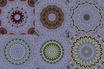Set of abstract kaleidoscope background. Beautiful kaleidoscope seamless pattern