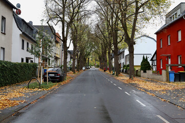 street in the town in autumn