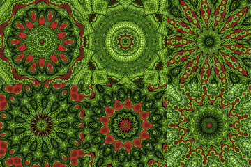 Set of abstract kaleidoscope background. Beautiful kaleidoscope seamless pattern