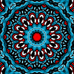 Mandala round ornament seamless pattern, ethnic floral pattern, vintage decorative elements