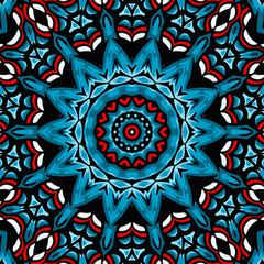 Mandala round ornament seamless pattern, ethnic floral pattern, vintage decorative elements