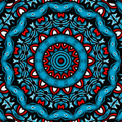 Mandala round ornament seamless pattern, ethnic floral pattern, vintage decorative elements