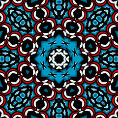 Background with a symmetrical colorful pattern, indian pattern, oriental pattern