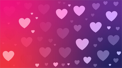 Gradient hearts seamless pattern. Colorful hearts seamless pattern. Purple background heart pattern.