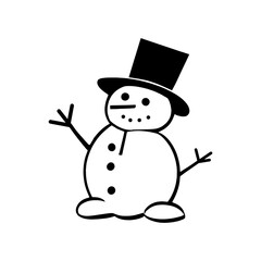 Merry Christmas Happy New Year seamless background pattern. Vector illustration doodles,
outlined snowman raising arms