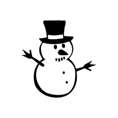 Merry Christmas Happy New Year seamless background pattern. Vector illustration doodles,
outlined snowman raising arms