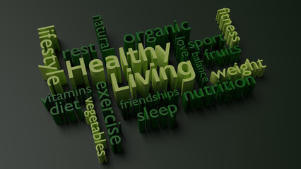 Healthy Living Word Cloud Balance Concept Illustration