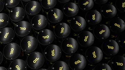 Many Petroleum Oil Barrels Overhead Shot Illustration