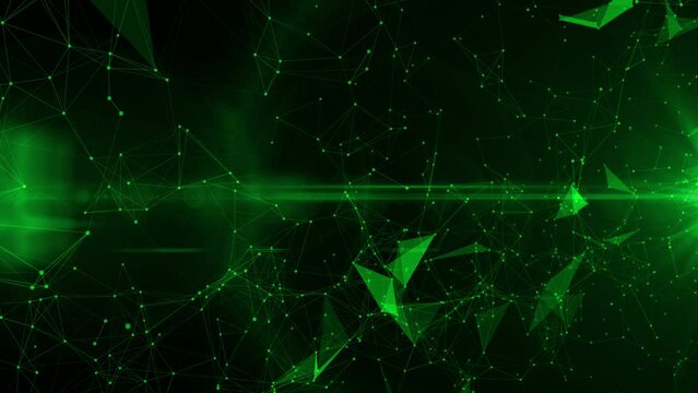Plexus abstract network business technology science background loop. Abstract motion transform illustration background with shimmering light