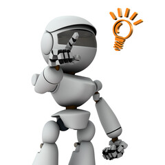 人工知能のロボットは、興味を示して、指で確かめる。