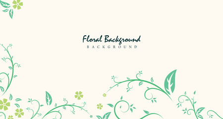 Floral banner background with flower and leaf on white background