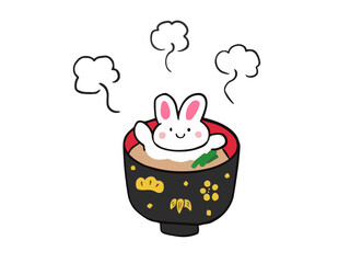 お雑煮　うさぎ　年賀状イラスト