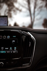 car interior of dashboard and infotainment system
