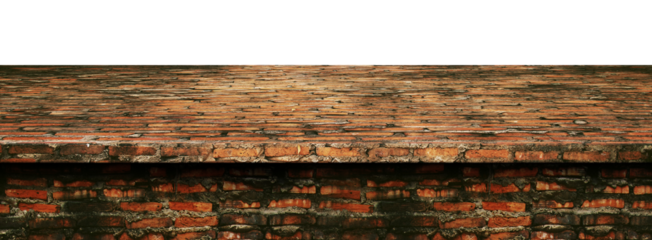Brick wall table top loft style, Used for display or montage your products, isolated on white background