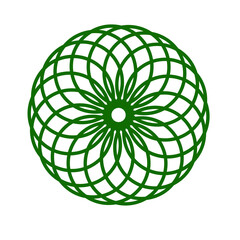 Circular geometric spiral. Abstract monochrome design element