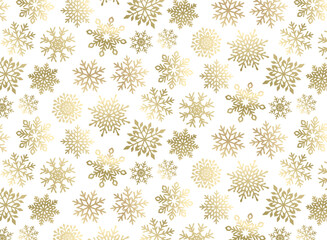 色々な形の雪の結晶のシームレスなパターン背景イラスト