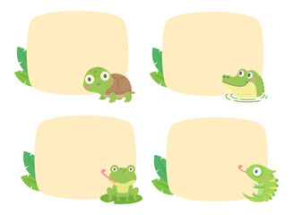 cute amphibian cartoon text frame for decorating schedule notebook