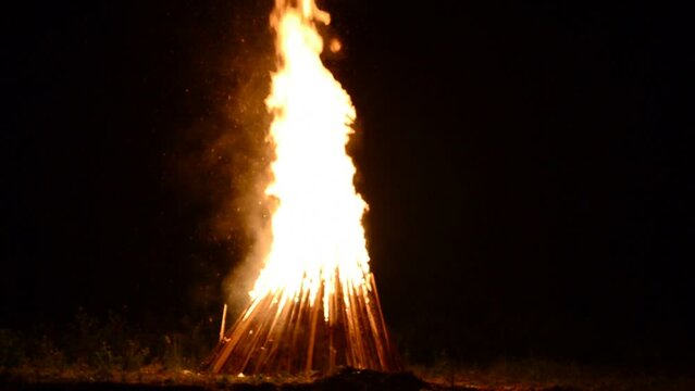 Pagan holiday. Fire for Ivan Kupalas holiday, July,