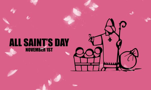 animation for All Saints' Day. Perfect for greeting cards, posters and banners. in Great Britain every year commemorate All Saints' Day on November 1st
