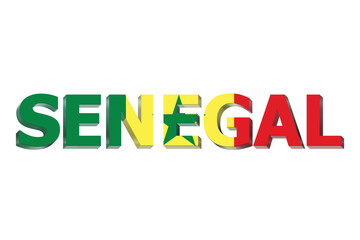 3D Flag of Senegal on a text background.