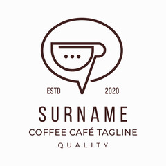 Coffee tea cup and mug cafe bubble chat logo vector  icon design custom logo design vector illustration