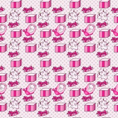 The greeting season in fabric seamless pattern