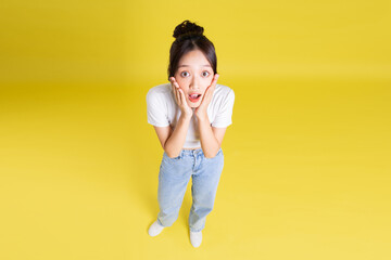 full body image of beautiful asian girl top view