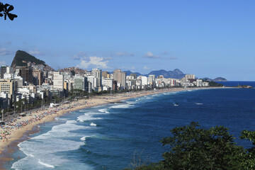 Rio de Janeiro, RJ, Brazil, 2022 - Leblon and Ipanema beaches viewed from Two Brothers Cliff...