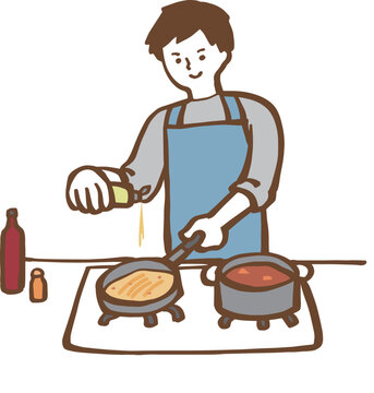 料理をする男性　イラスト
