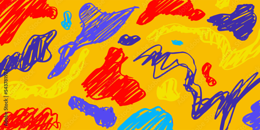 Poster abstract trendy background in scribble illustration design style