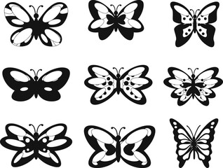 Scissor skills Butterfly isolated vector Silhouettes