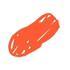 Abstract shape illustration in orange marker style for design element