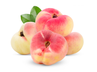 Ripe chinese flat peach fruit  isolated on transparent png