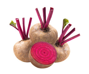 Beetroot with leaves isolated on transparent png