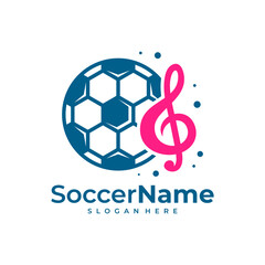 Obraz premium Music Soccer logo template, Football logo design vector