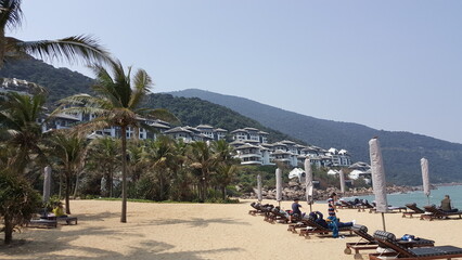 Da Nang, Vietnam. Resort along the coastline and mountain.